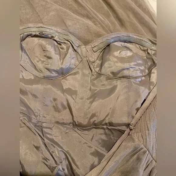 BHLDN Grey Niceties Tiered Tulle Sweetheart Corset Bodice Gown Event Holiday SZ4 - Picture 11 of 16